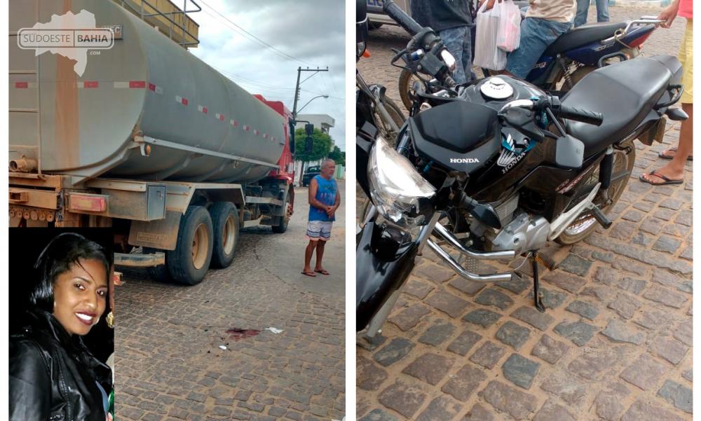 Acidente entre moto e caminhão-pipa mata mulher em Tanque Novo