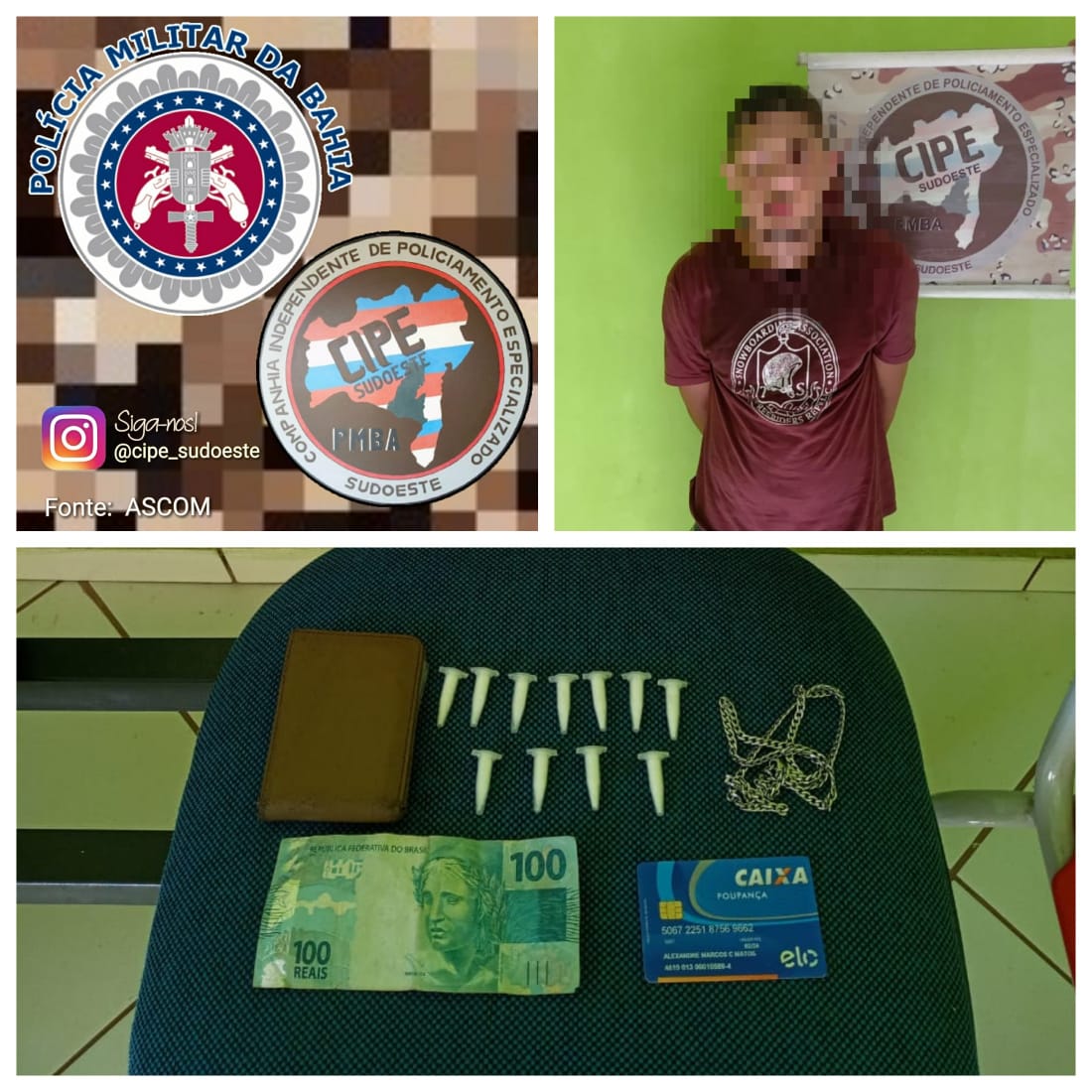 Homem é detido na zona rural de Palmas de Monte Alto por posse de entorpecentes 