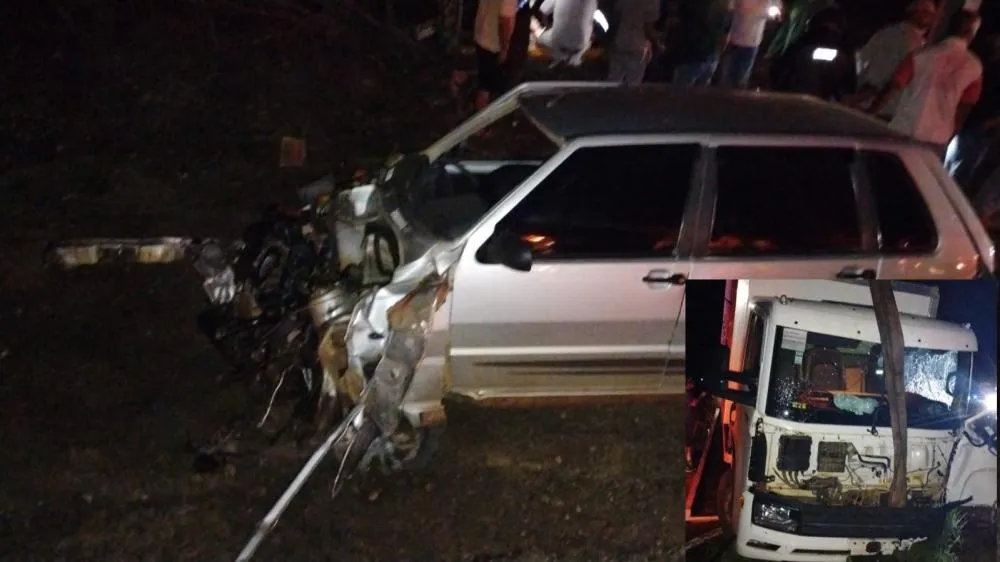 Colisão entre carro e caminhão deixa dois feridos na BR-122 em Guanambi