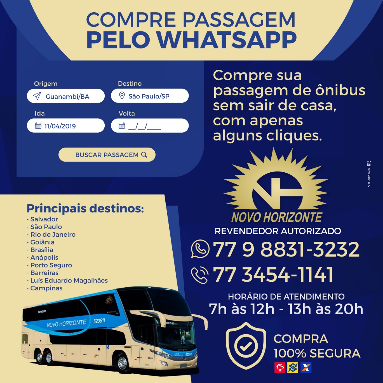 Viação Novo Horizonte: compre sua passagem de ônibus sem sair de casa