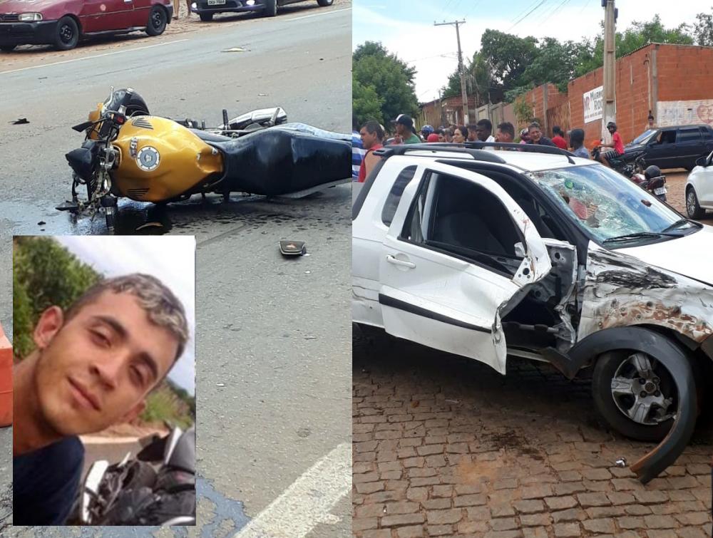Jovem morre após colisão entre moto e carro no centro de Riacho de Santana
