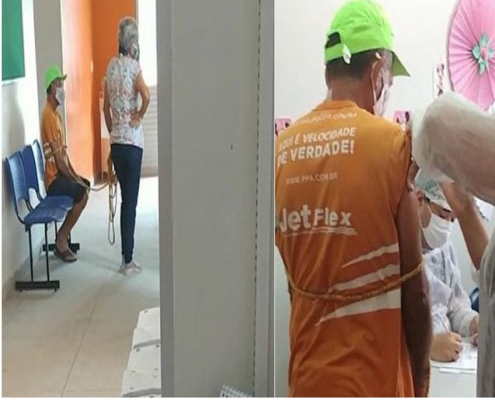 Mulher amarra marido antivacina e leva para tomar o imunizante contra a Covid 