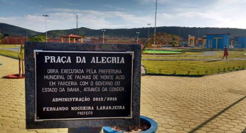 Fernando Laranjeira inaugurou a Praça da Alegria em Palmas de Monte Alto