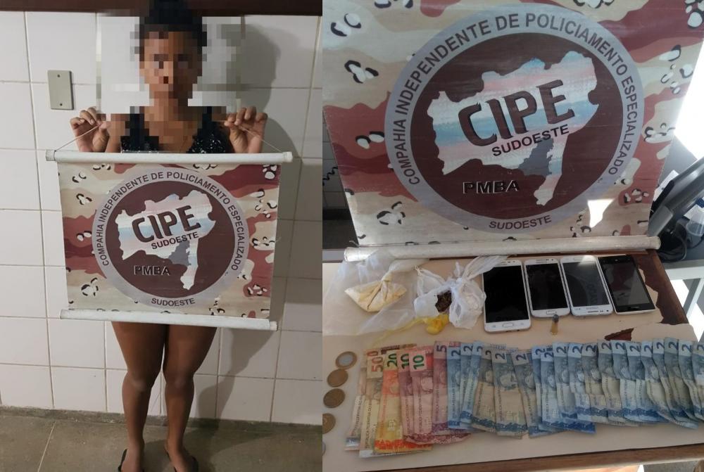 Suspeita de trafico de drogas é detida na zona rural de Carinhanha e conduzida à delegacia de Guanambi 