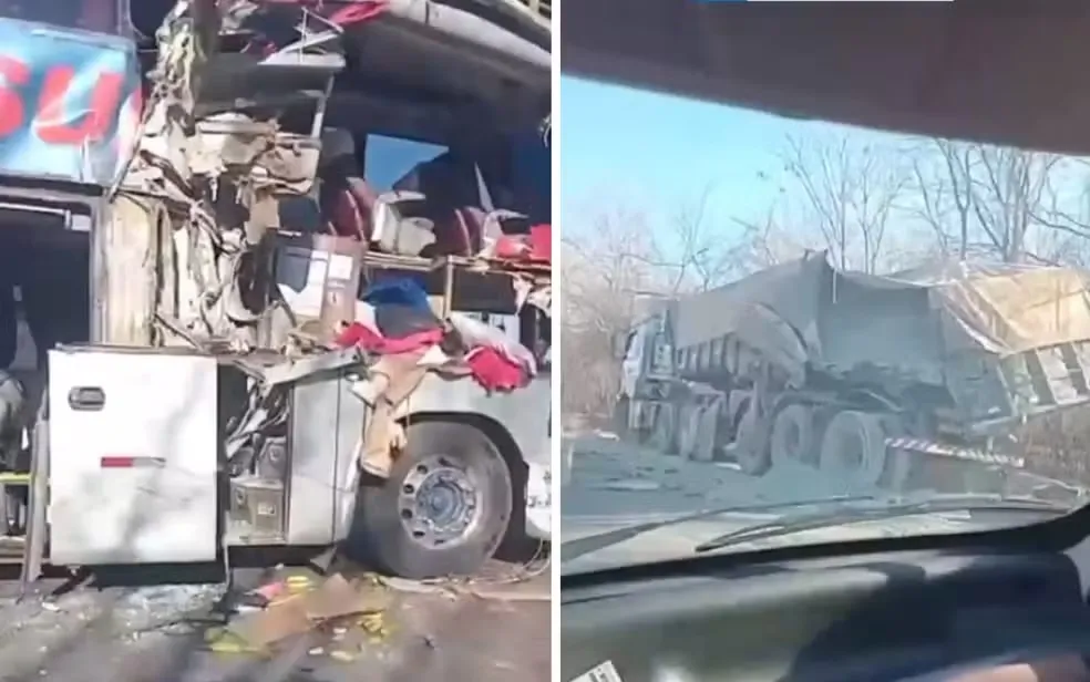 Acidente entre ônibus e carreta mata uma pessoa e fere cinco na BR-135