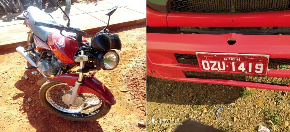 Colisão envolvendo moto e caminhão com placas de Caetité é registrada na BA-148