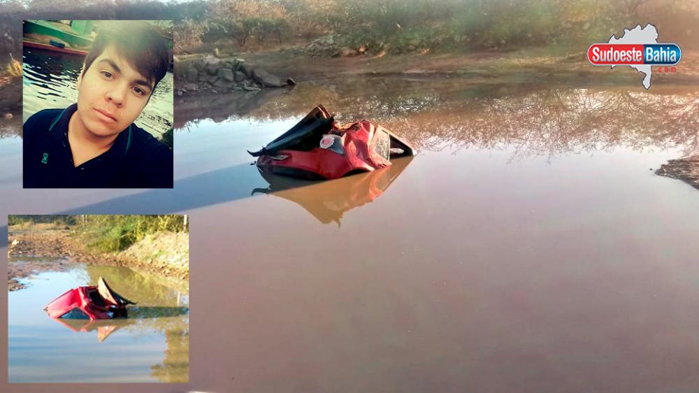 Adolescente morre afogado após carro capotar e cair em lagoa às margens da BA-156 em Tanque Novo