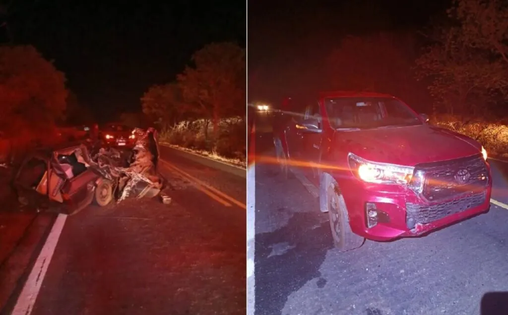 Colisão entre carro, caminhão e caminhonete deixa dois feridos na BR-030 em Palmas de Monte Alto 