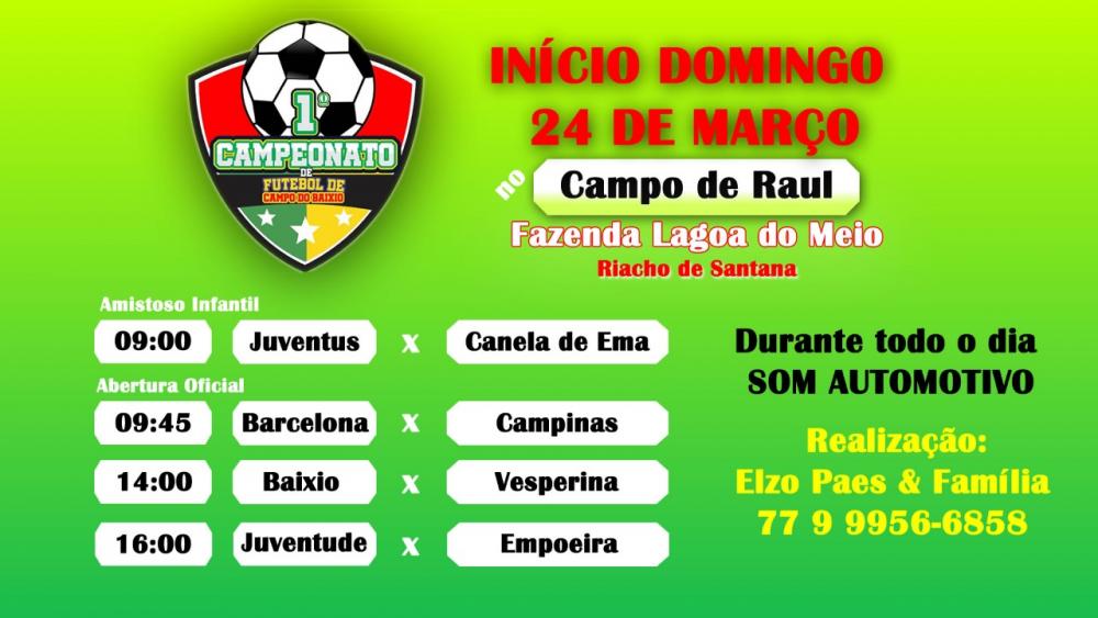 1º Campeonato de Futebol de Campo do Baixio será realizado em Riacho de Santana
