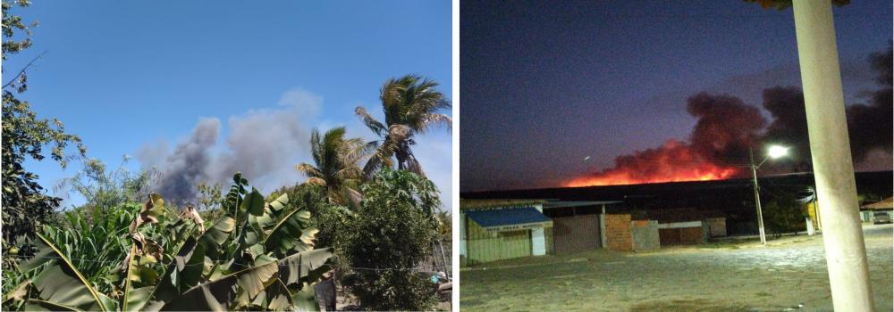 Fogo avança em vegetação das cidades de Tanque Novo e Macaúbas 