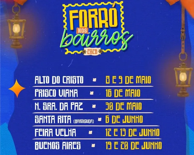 Prefeitura de Caetité anuncia datas do Forró nos Bairros; confira os dias e locais