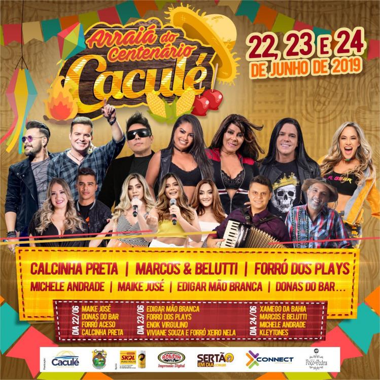 Confira a programação do Arraiá do Centenário de Caculé 
