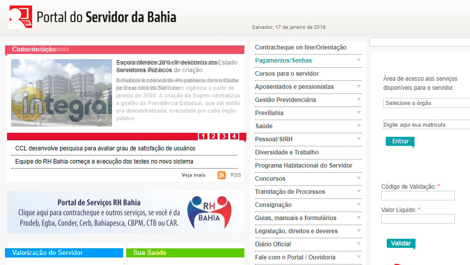 Bahia: Tabela de pagamento do funcionalismo em 2018 já está no Portal do Servidor