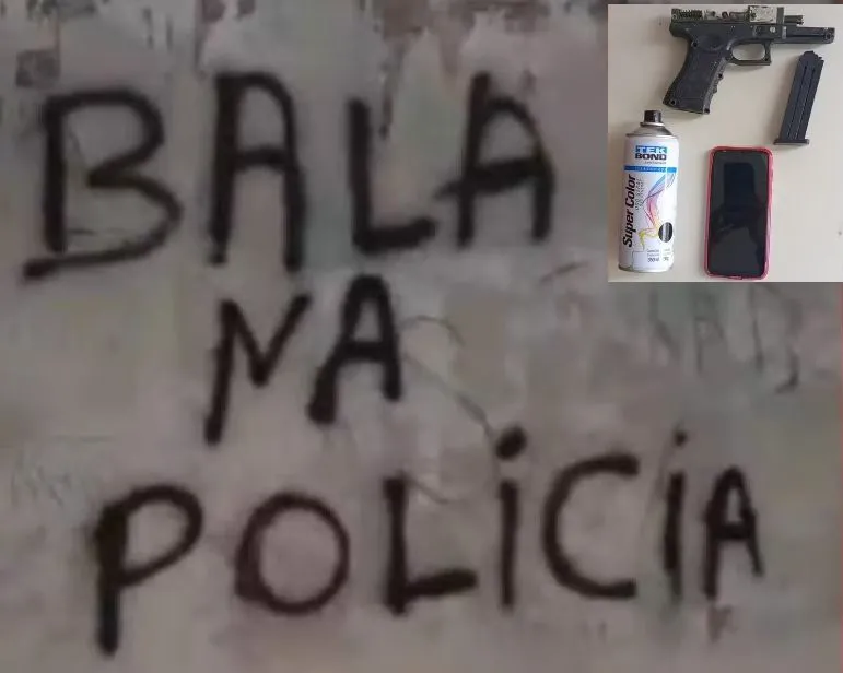 Dois jovens são detidos por pichar muros com mensagens criminosas em Alagoinhas 