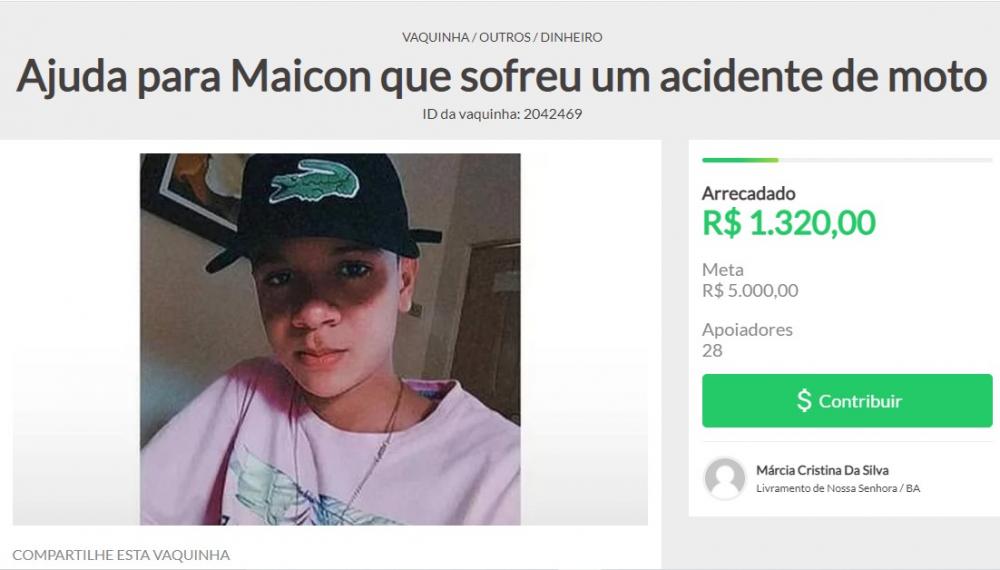 Mãe livramentense organiza vaquinha online para tratar filho acidentado de moto; saiba como ajudar 