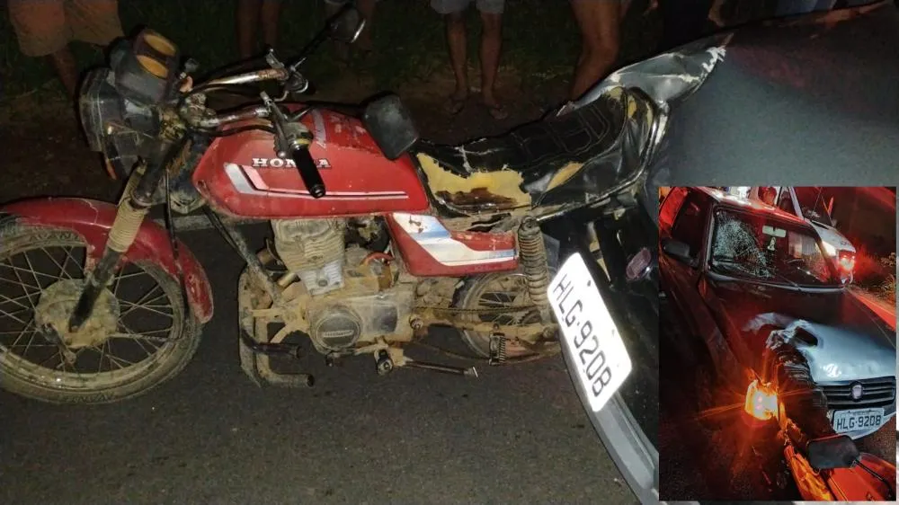 Homem fica ferido em acidente entre carro e moto na zona rural de Guanambi