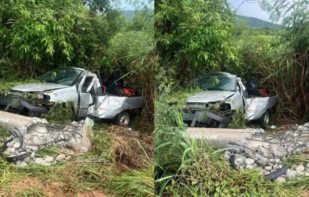 Homem fica gravemente ferido após carro bater em poste na BR‑030, em Palmas de Monte Alto