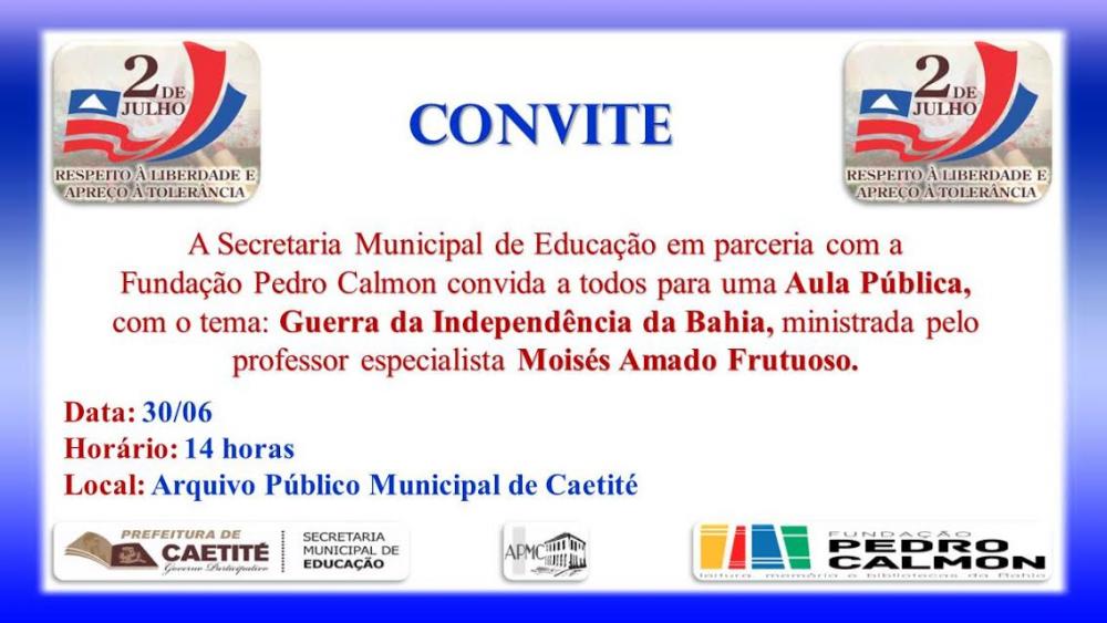 Caetité: Secretaria de Educação promove Aula Pública relacionada à independência da Bahia