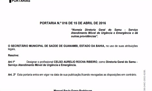 Guanambi: Motorista cunhado do prefeito é nomeado diretor do Samu