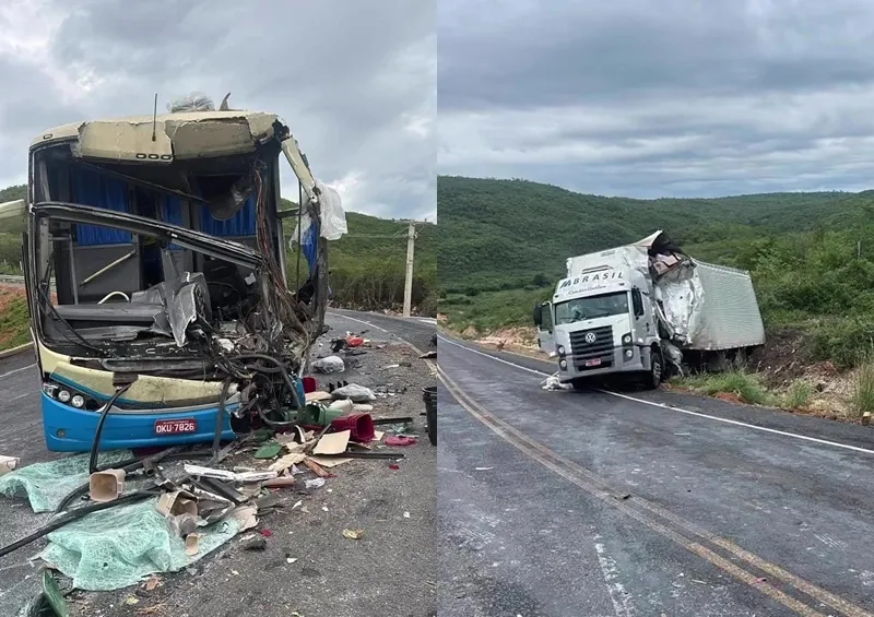 Colisão entre ônibus e caminhão baú deixa uma vítima fatal e vários feridos na BA-245, em Ibipitanga