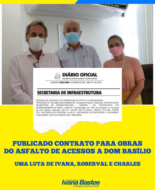 Publicado o contrato para obras de pavimentação em Dom Basílio