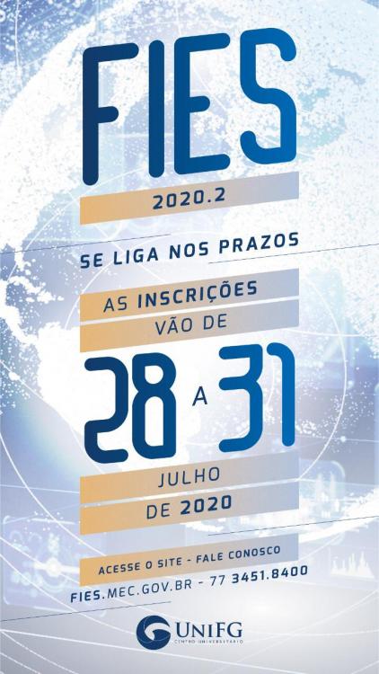 Fies 2020.2 – Inscrições vão de 28 a 31 de julho