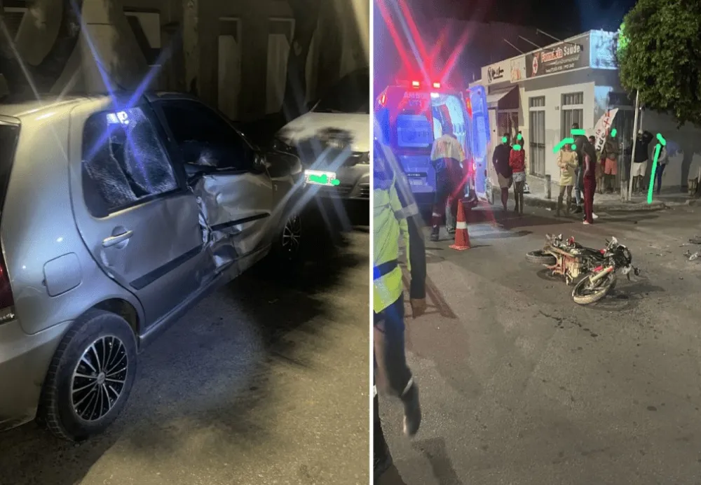 Adolescente fica ferido após colisão entre carro e moto em Guanambi