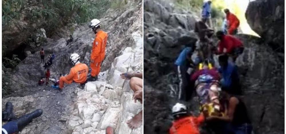 Mulher morre atingida por pedra de cânion