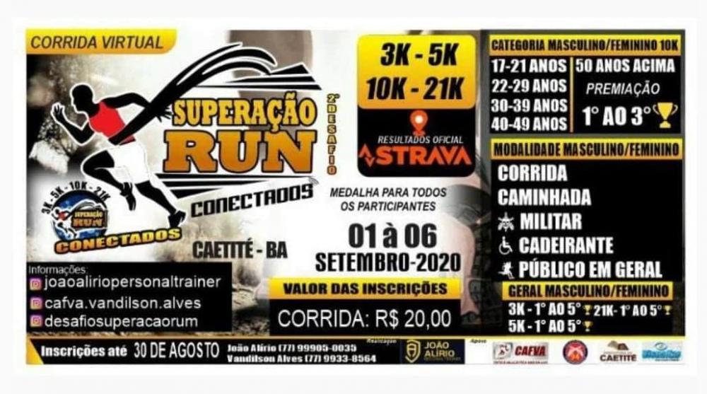 Estão abertas as inscrições para a corrida de rua virtual do 2º Desafio Superação Run Conectados em Caetité