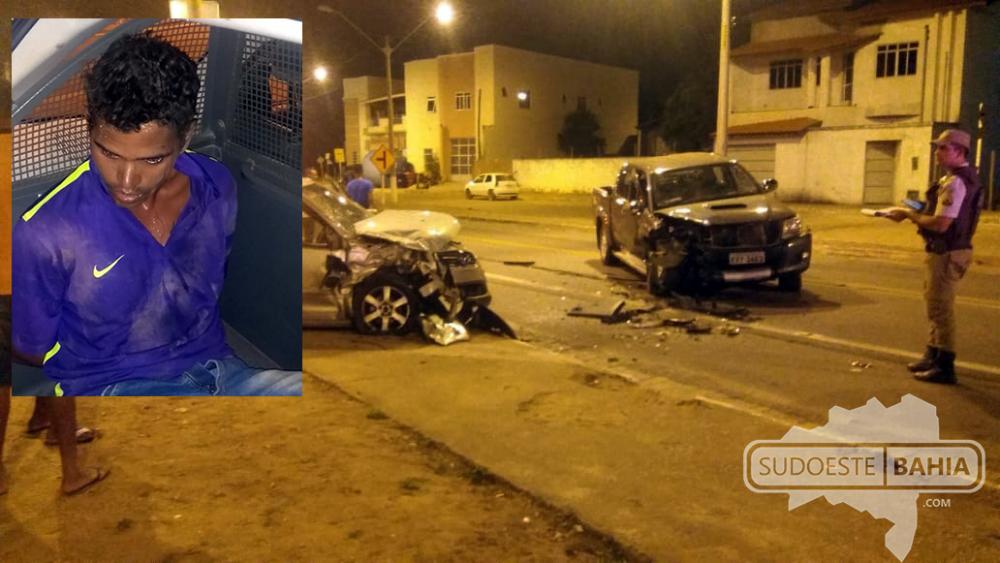 Homem sofre acidente e é preso em Candiba durante perseguição policial 