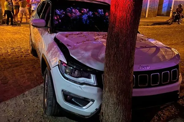 Homem furta carro ligado, bate em árvore e foge a pé em Bom Jesus da Lapa
