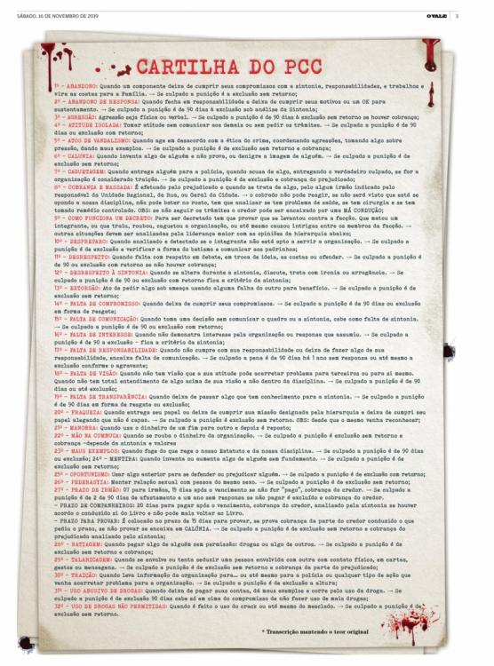 Vida se paga com vida: o código penal do PCC