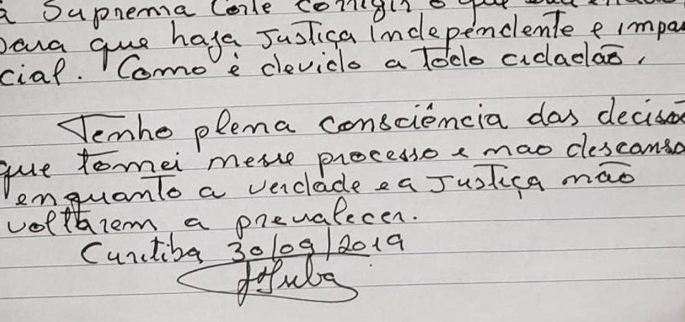 Em carta, Lula recusa progressão de pena e exige desculpas da Lava Jato