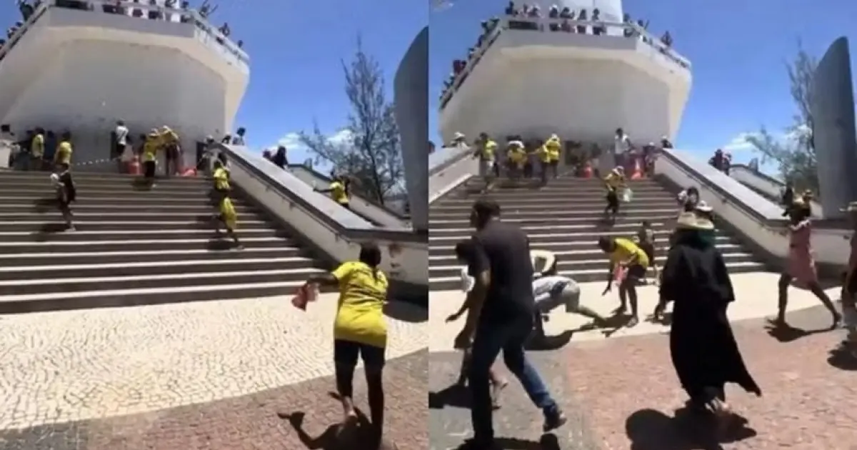 Devoto lança dinheiro do alto da estátua de Padre Cícero e causa alvoroço no CE