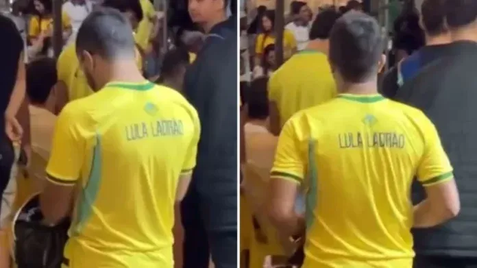Homem com camisa contra Lula chama atenção em Riacho de Santana