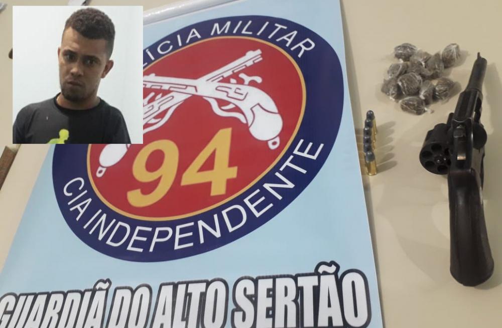 Homem é preso acusado de porte ilegal de arma de fogo e tráfico de drogas em Caculé