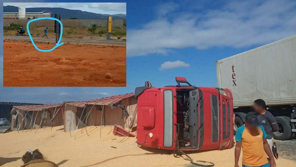 Assaltante perde controle de carreta roubada em Igaporã e capota veículo na BR-030, em Brumado; criminoso fugiu 