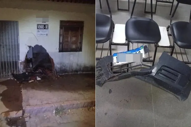 Motorista bate em imóvel, foge e deixa placa do carro para trás em Guanambi