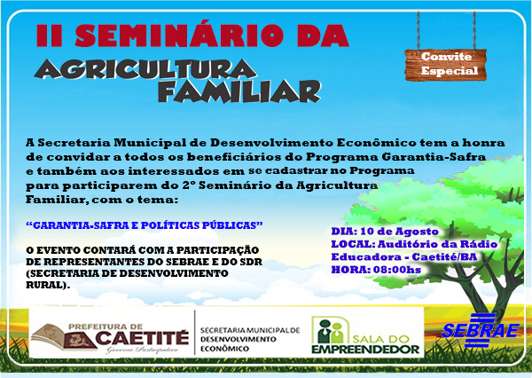 II Seminário da Agricultura Familiar será realizado em Caetité