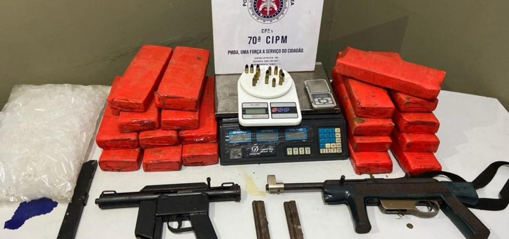 Sul baiano: Polícia apreende submetralhadoras e 33 kg de maconha