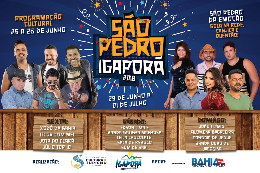 Prefeitura de Igaporã divulga Programação Oficial do São Pedro 2018