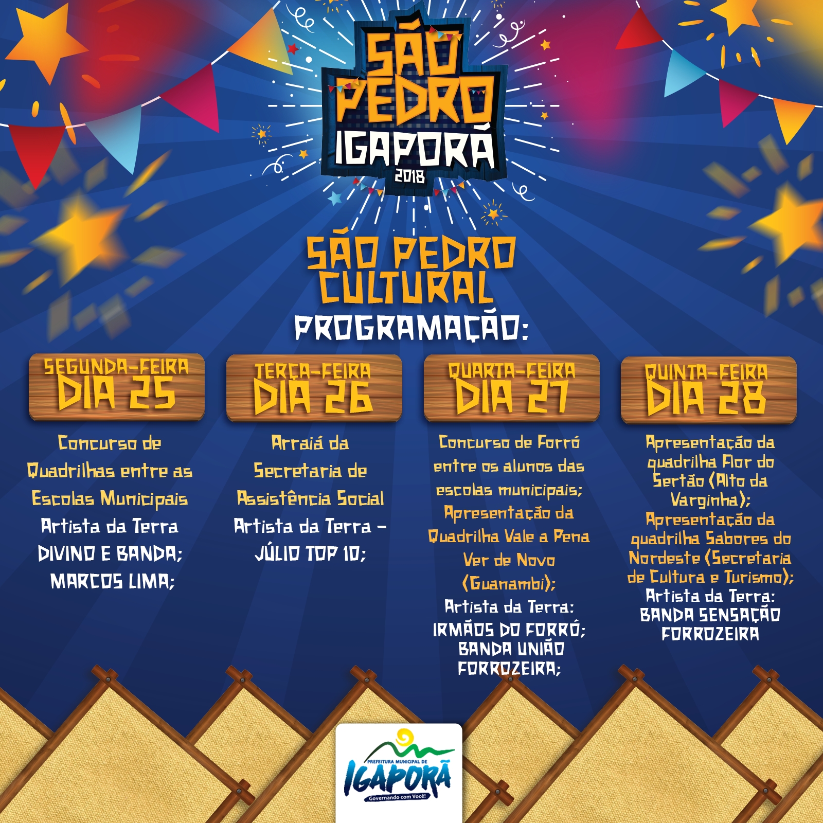 Prefeitura de Igaporã divulga Programação Oficial do São Pedro 2018