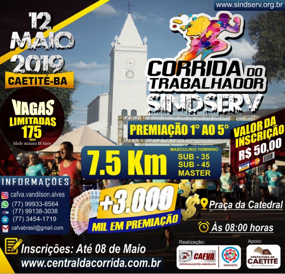 Caetité: estão abertas as inscrições para a Corrida do Trabalhador Sindserv