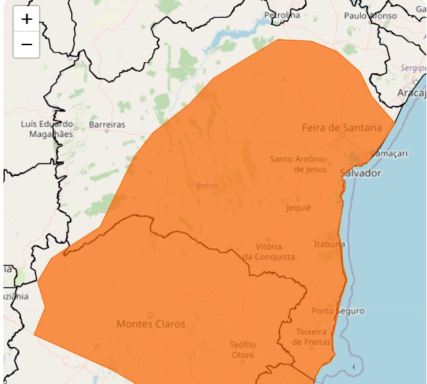 Caetité e mais 378 municípios baianos estão em estado de alerta de tempestade