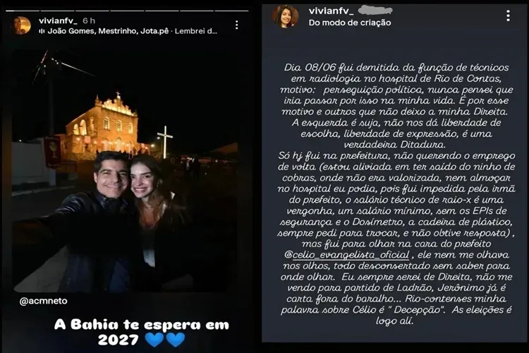 Servidora de Rio de Contas diz que foi demitida após repostar ACM Neto