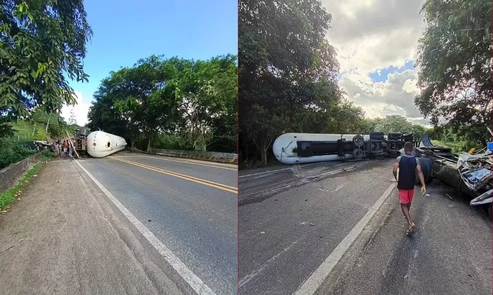 Acidente com caminhão-tanque deixa morto em Ubatã, sul da Bahia