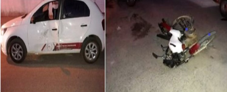 Colisão entre motocicleta e carro de passeio deixa duas pessoas feridas em Guanambi