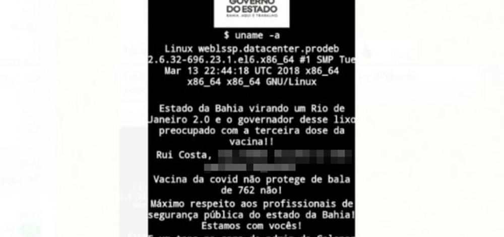 Site da SSP é hackeado e amanhece com mensagem contra Rui Costa