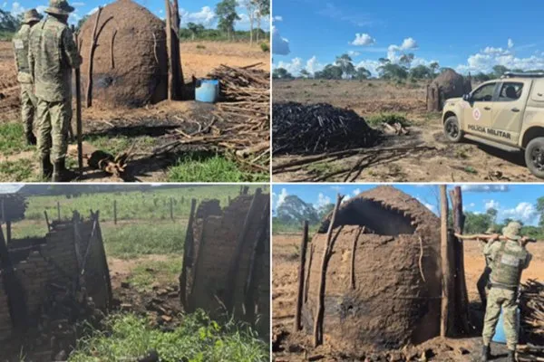 Fornos usados para produção ilegal de carvão são destruídos em Carinhanha