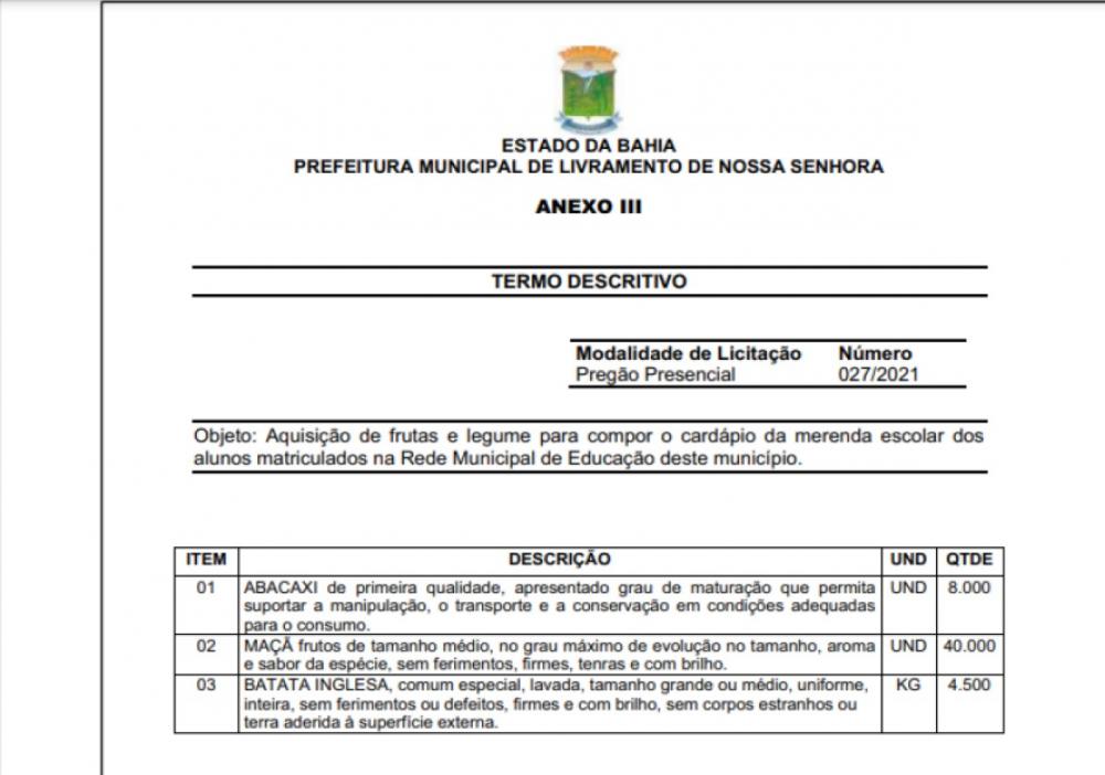 Licitação de 40 mil maçãs da Prefeitura Municipal de Livramento vira piada nas redes sociais 